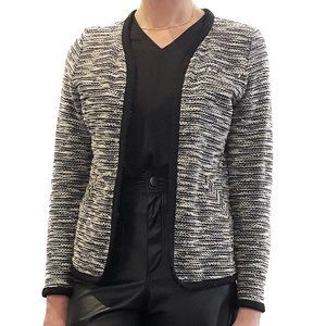 J. Crew Black & White Woven Sweater Jacket Cardigan